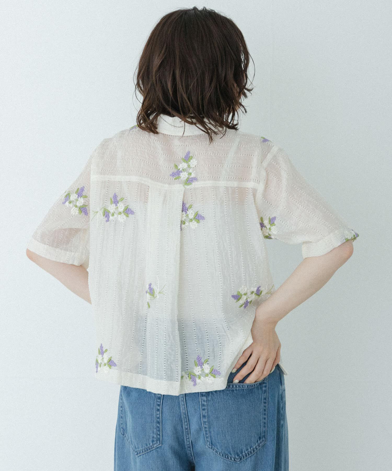 Sonny Label 「フラワー刺繍ジャガードシャツ」|シャツ・ブラウス|