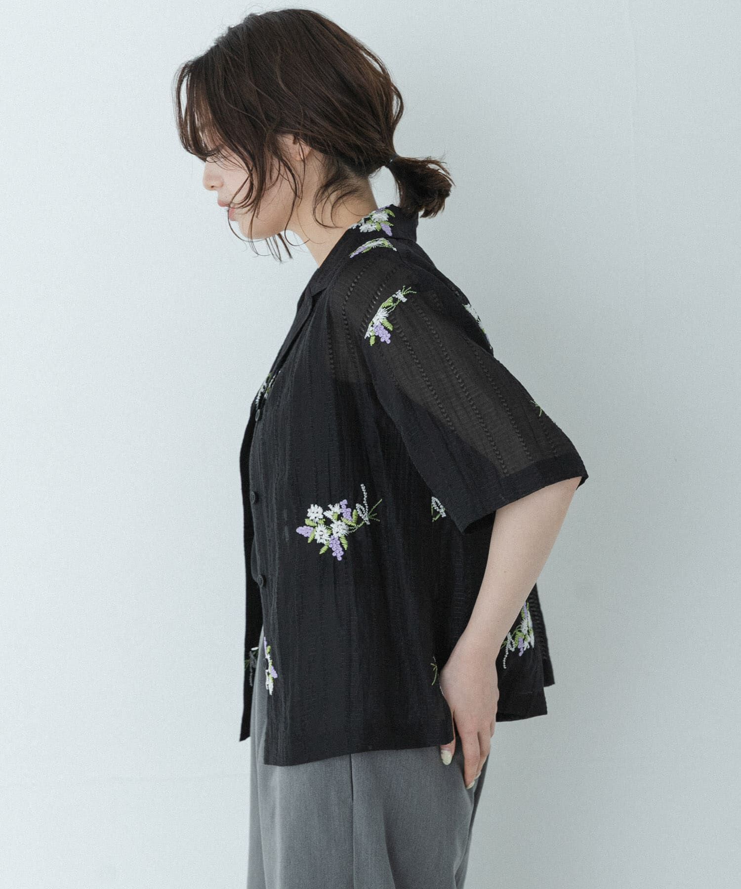 Sonny Label 「フラワー刺繍ジャガードシャツ」|シャツ・ブラウス|