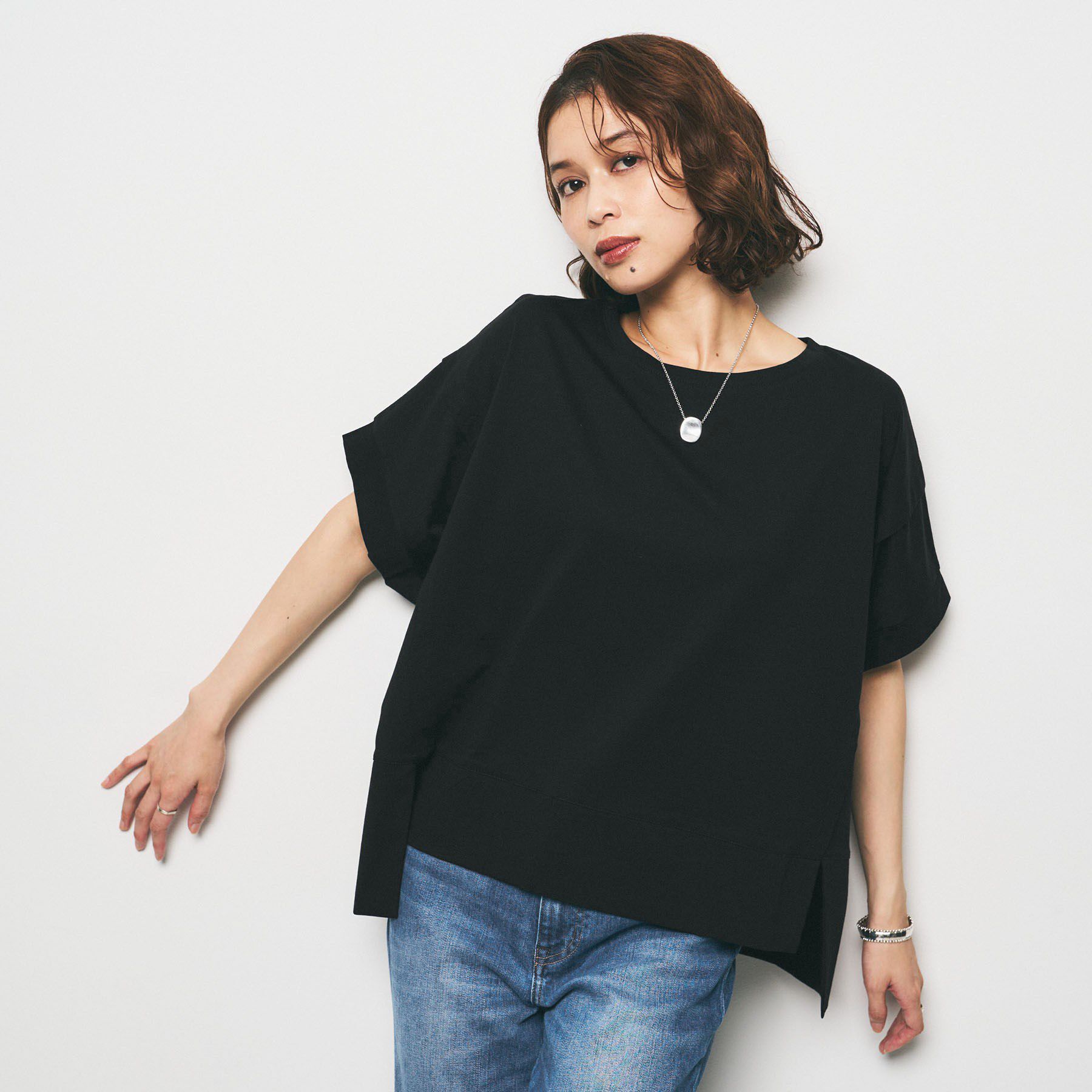 UNTITLED「【Audrey and John Wad】ダブルシルケット天竺デザインプルオーバー」|Tシャツ・カットソー|ブラック(019)
