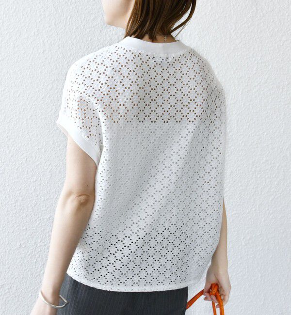 SHIPS for women「《一部追加予約》【WEB限定】〈手洗い可能〉アイレット クルーネック プルオーバー」|Tシャツ・カットソー|