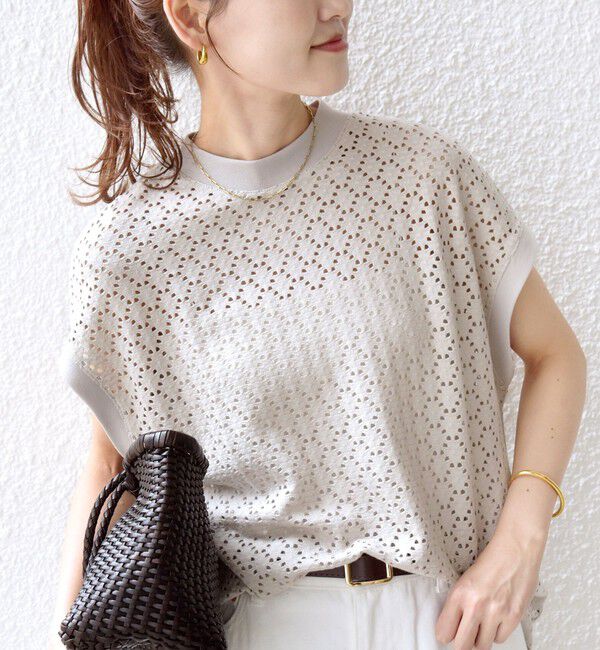 SHIPS for women「《一部追加予約》【WEB限定】〈手洗い可能〉アイレット クルーネック プルオーバー」|Tシャツ・カットソー|シルバーグレー