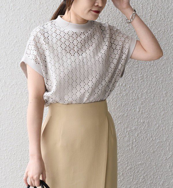 SHIPS for women「《一部追加予約》【WEB限定】〈手洗い可能〉アイレット クルーネック プルオーバー」|Tシャツ・カットソー|