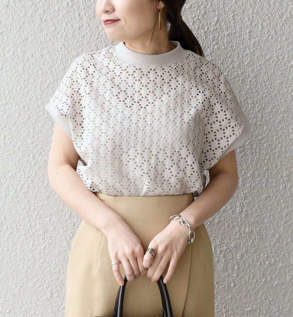 SHIPS for women「《一部追加予約》【WEB限定】〈手洗い可能〉アイレット クルーネック プルオーバー」|Tシャツ・カットソー|