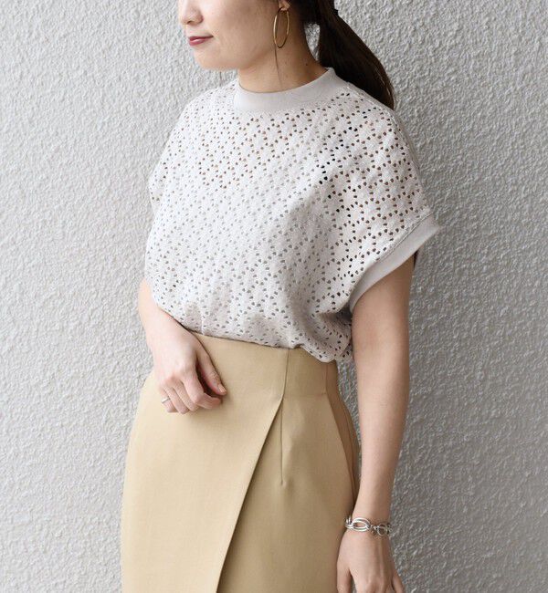 SHIPS for women「《一部追加予約》【WEB限定】〈手洗い可能〉アイレット クルーネック プルオーバー」|Tシャツ・カットソー|