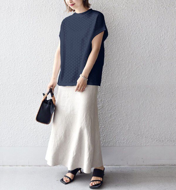 SHIPS for women「《一部追加予約》【WEB限定】〈手洗い可能〉アイレット クルーネック プルオーバー」|Tシャツ・カットソー|