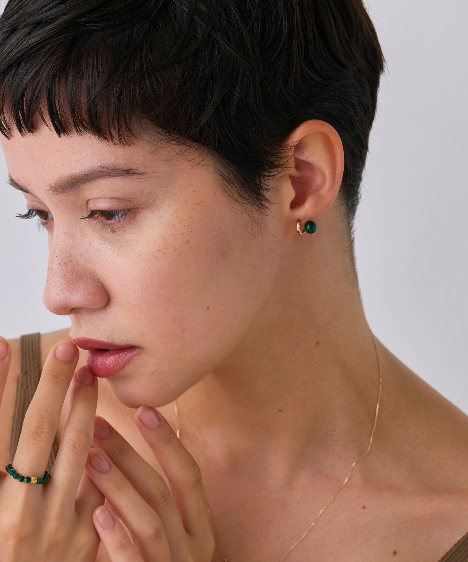 JUPITER「【K10】天然石フープフォルムピアス　マラカイト」|ピアス|
