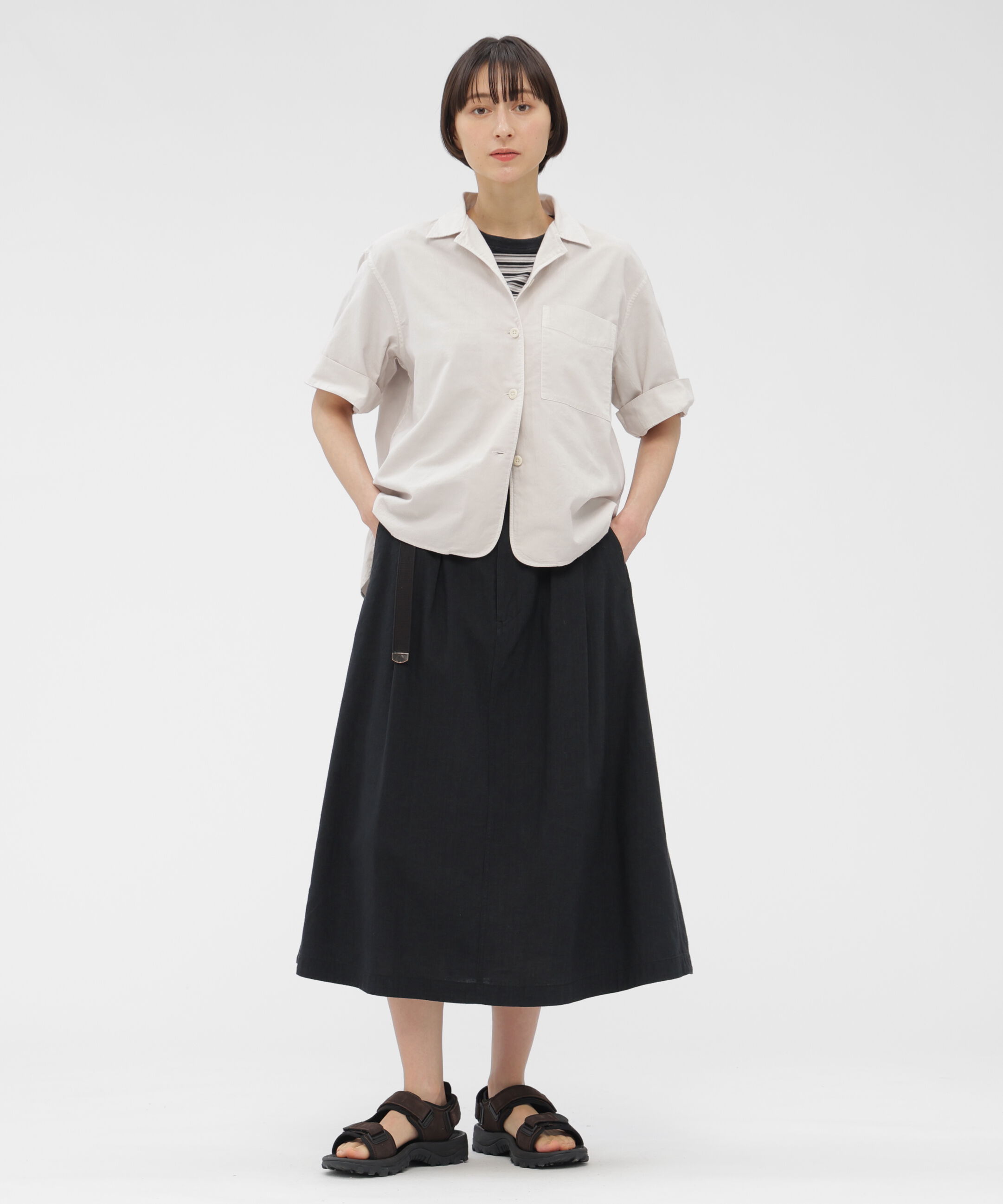 MHL.「COTTON LINEN MULTI STRIPE JERSEY TOP」|Tシャツ・カットソー|