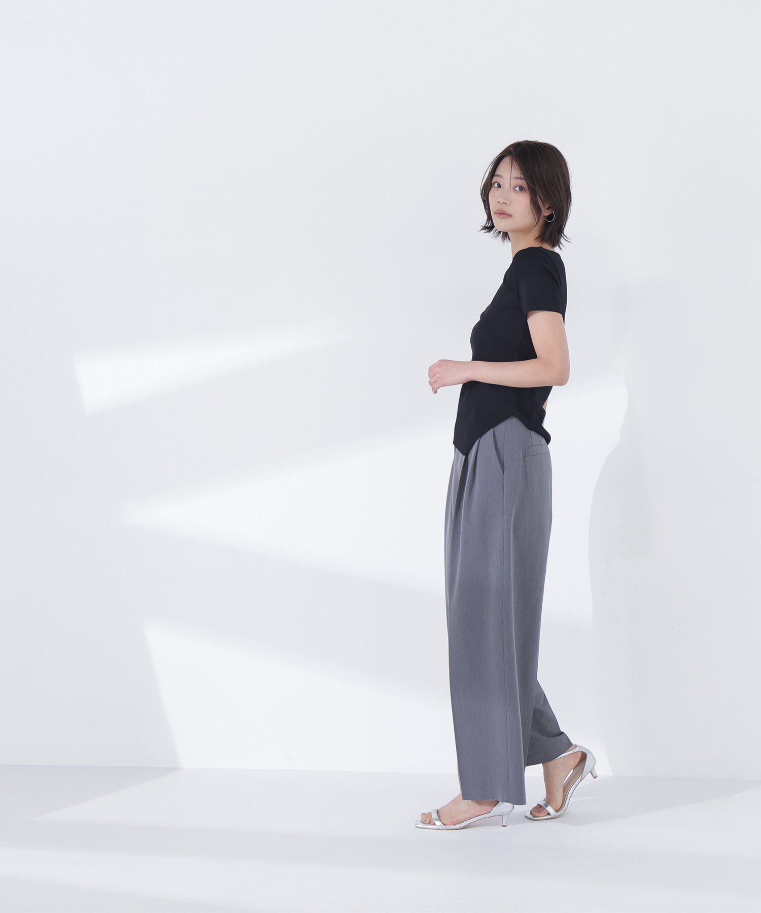  「アシメネックリブカットソー」|Tシャツ・カットソー|