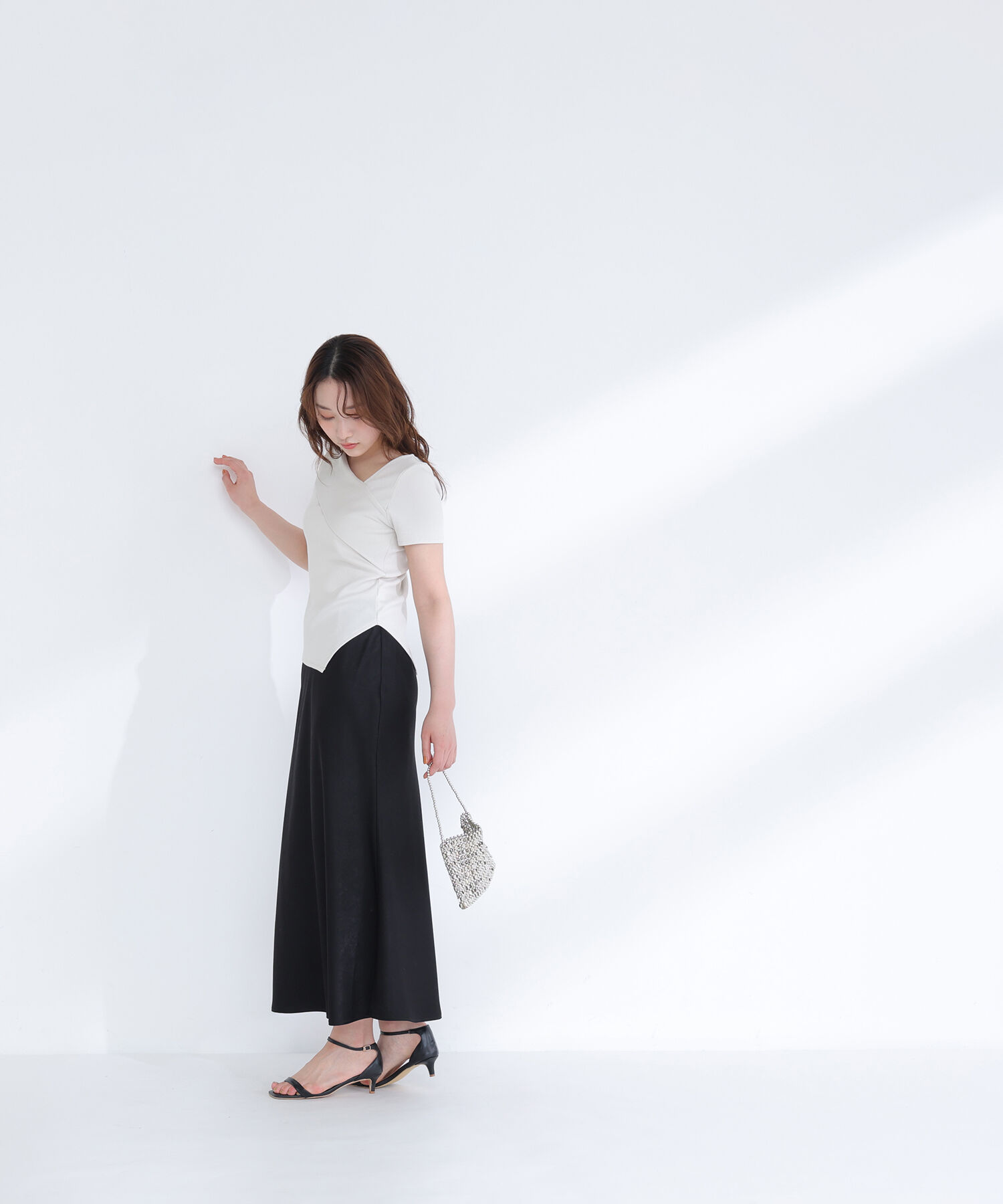  「アシメネックリブカットソー」|Tシャツ・カットソー|