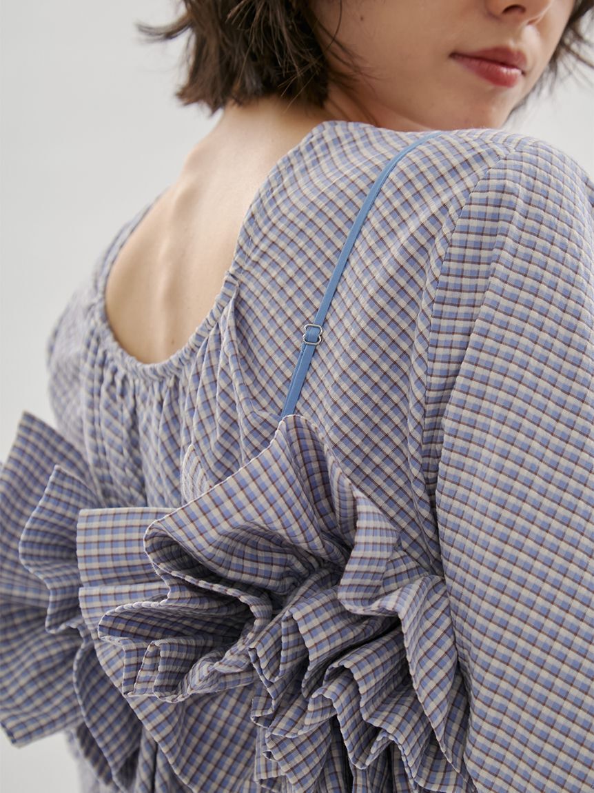 emmi atelier「チェックフリルビスチェ【セットアップ対応】」|ベスト・ジレ|