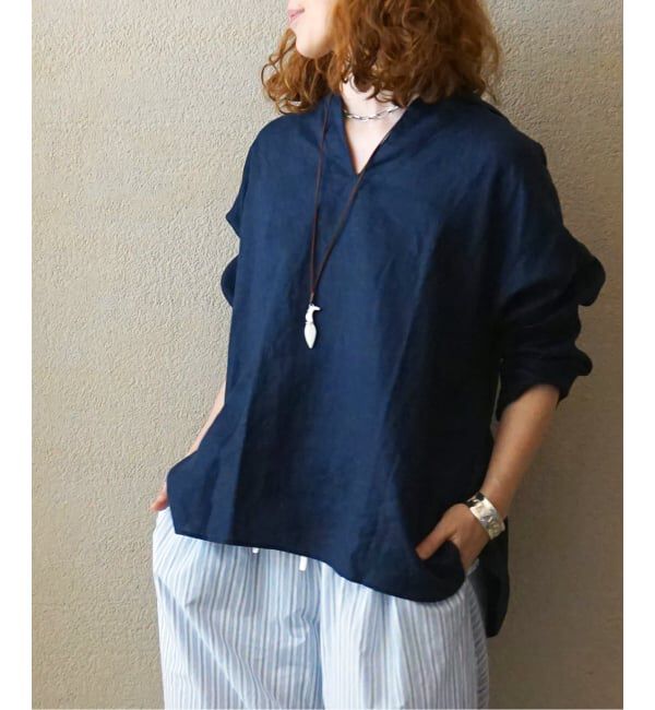 journal standard luxe「《予約》ソフトリネン セーラーシャツ」|シャツ・ブラウス|ネイビー