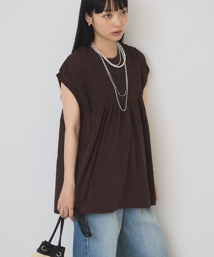 AMERICAN HOLIC「【接触冷感・UVカット】シャーリングプルオーバー」|Tシャツ・カットソー|Brown