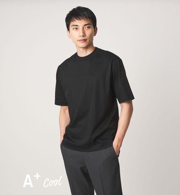 UNITED ARROWS green label relaxing「A+ COOL スムース クルーネック カットソー -吸水速乾・抗菌-」|Tシャツ・カットソー|BLACK