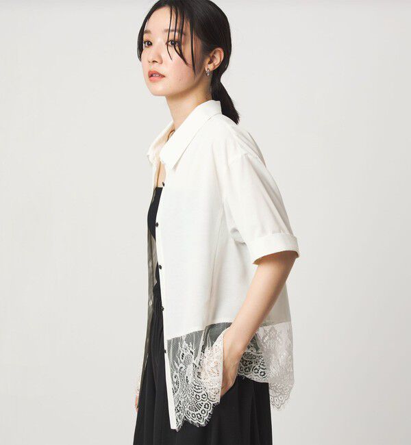 UNITED ARROWS green label relaxing「【WEB限定】＜at ease＞スソ レース ブラウス UVカット 通気性」|シャツ・ブラウス|