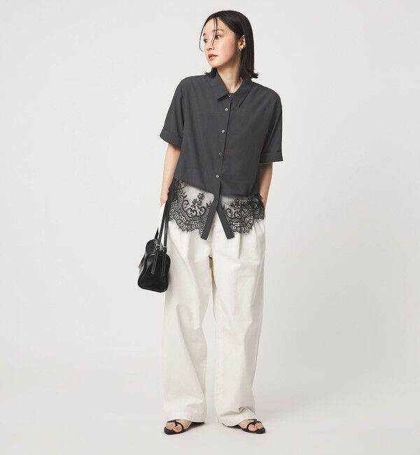 UNITED ARROWS green label relaxing「【WEB限定】＜at ease＞スソ レース ブラウス UVカット 通気性」|シャツ・ブラウス|