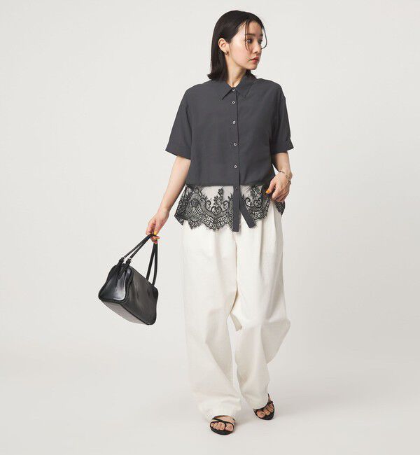 UNITED ARROWS green label relaxing「【WEB限定】＜at ease＞スソ レース ブラウス UVカット 通気性」|シャツ・ブラウス|
