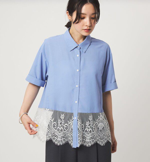 UNITED ARROWS green label relaxing「【WEB限定】＜at ease＞スソ レース ブラウス UVカット 通気性」|シャツ・ブラウス|
