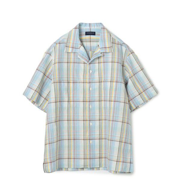 TOMORROWLAND MENS「コットンリネン ダブルポケットオープンカラーハーフスリーブシャツ ALBIATE」|シャツ・ブラウス|64 ライトブルー系