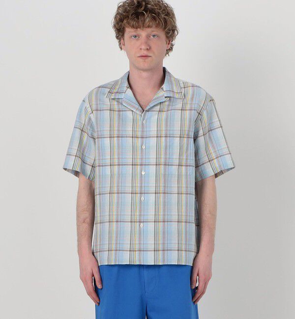 TOMORROWLAND MENS「コットンリネン ダブルポケットオープンカラーハーフスリーブシャツ ALBIATE」|シャツ・ブラウス|