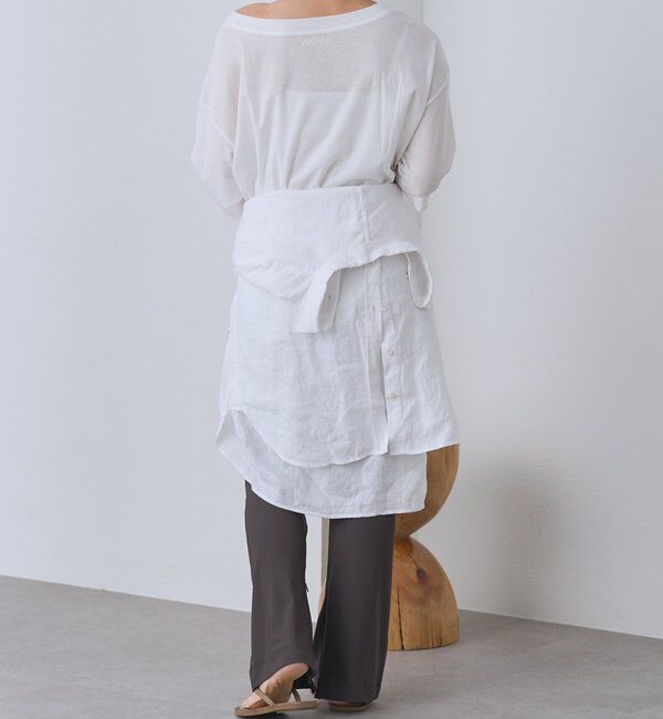  「予約【A・MONN】【吸水速乾/接触冷感】オープンネックチュニックTee」|Tシャツ・カットソー|