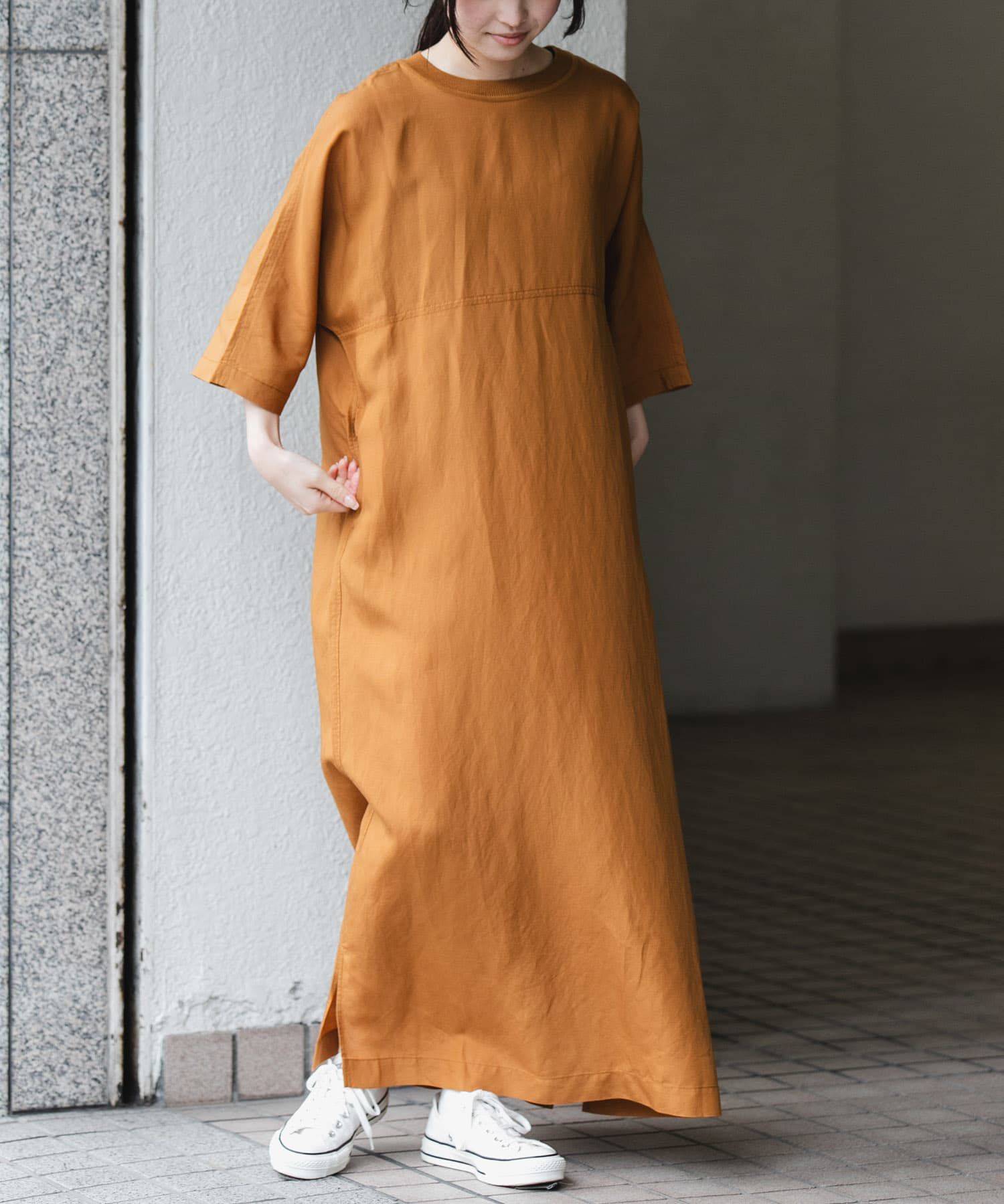 URBAN RESEARCH DOORS「『一部WEB限定カラー』FORK&SPOON　リネン混プルオーバーワンピース」|ワンピース|キャメル