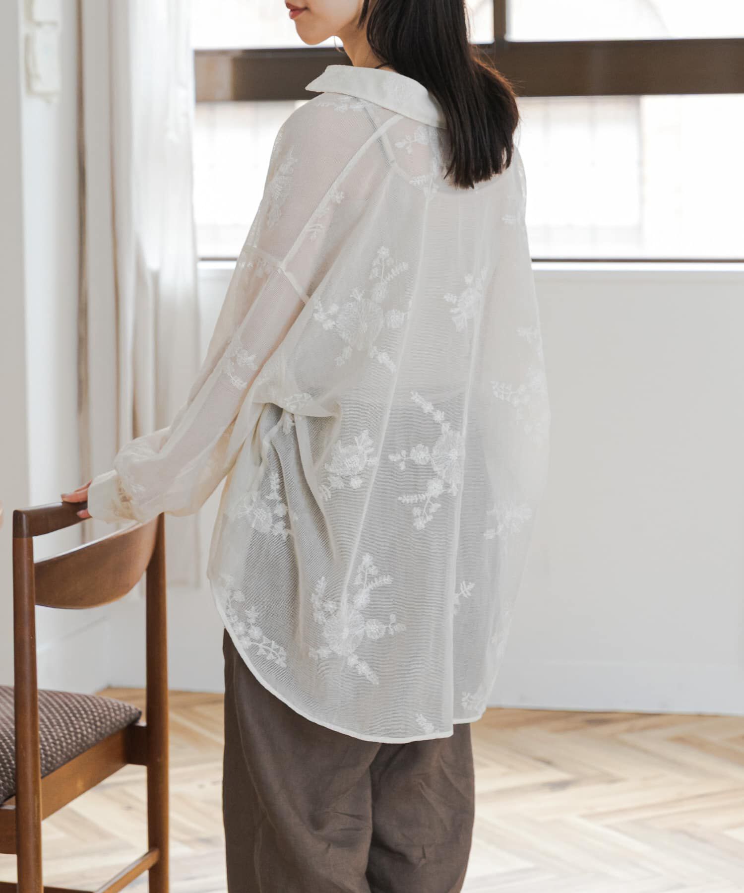 URBAN RESEARCH DOORS「メッシュエンブロイダリーシャツ」|シャツ・ブラウス|