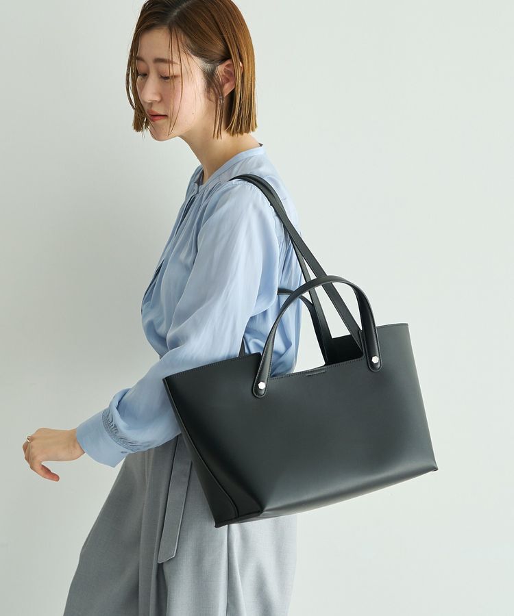 YECCA VECCA「【cache cache】ポーチ付き横長2wayトート」|トートバッグ|Black