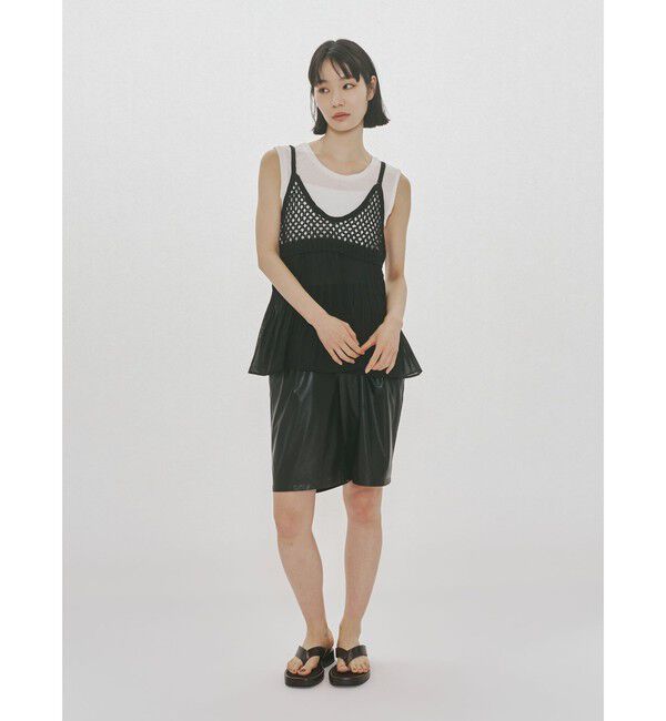 MIDIUMISOLID「MIDIUMISOLID for Ladies メッシュニットプリーツキャミソール」|ベスト・ジレ|