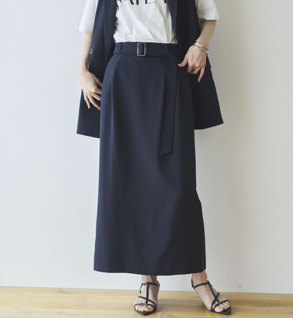 Doux archives「【多機能麻調合繊】タイトスカート」|スカート|NAVY