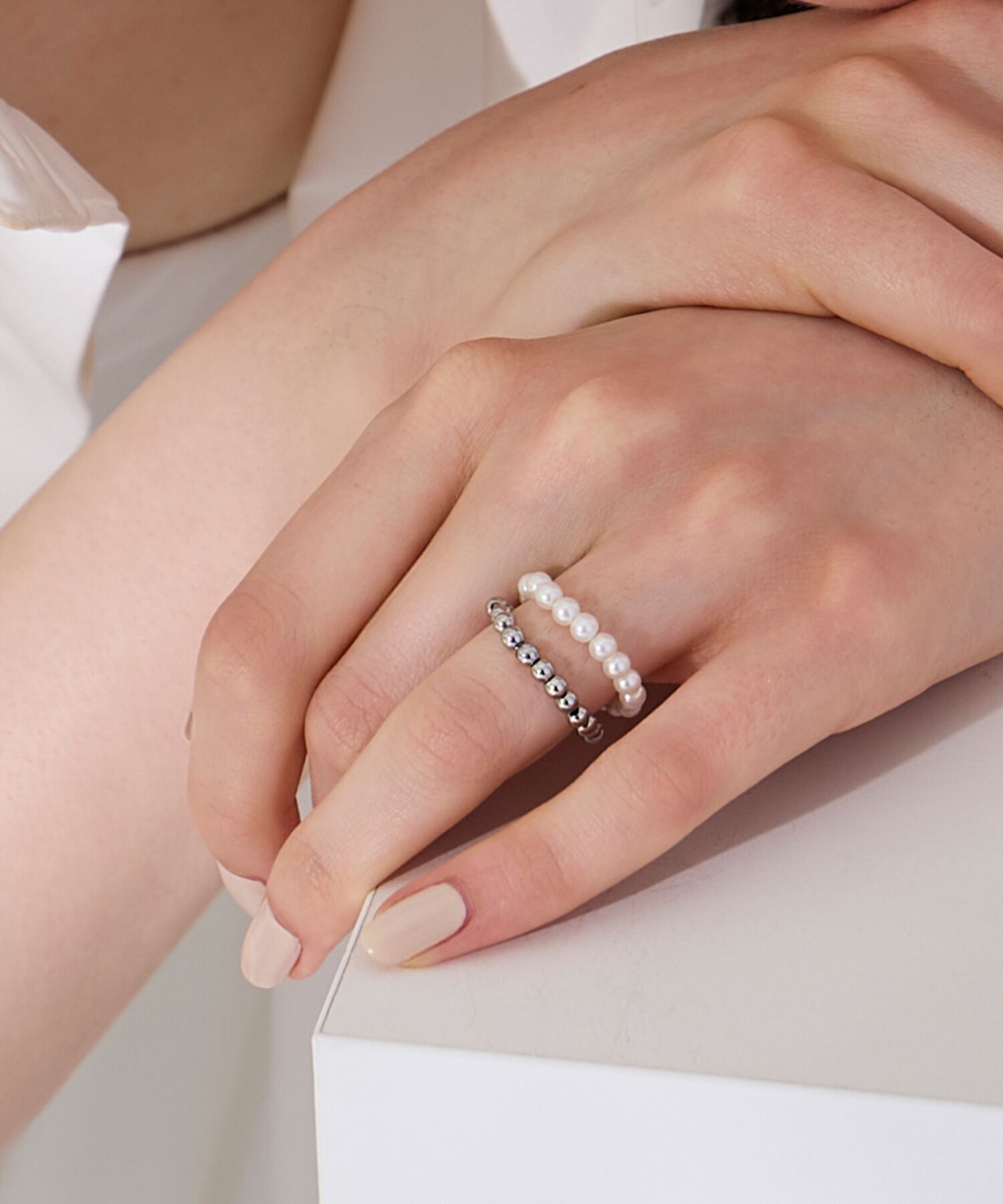 Phoebe「【伸びるリング】バブルフィットリング　パール3mm」|リング|