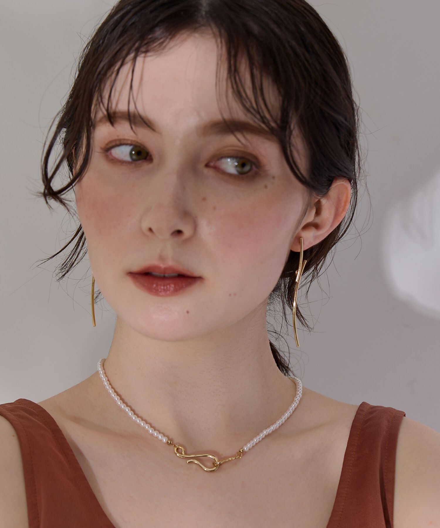 Phoebe「【金属アレルギー対応】フロウスティックピアス　ゴールド」|ピアス|