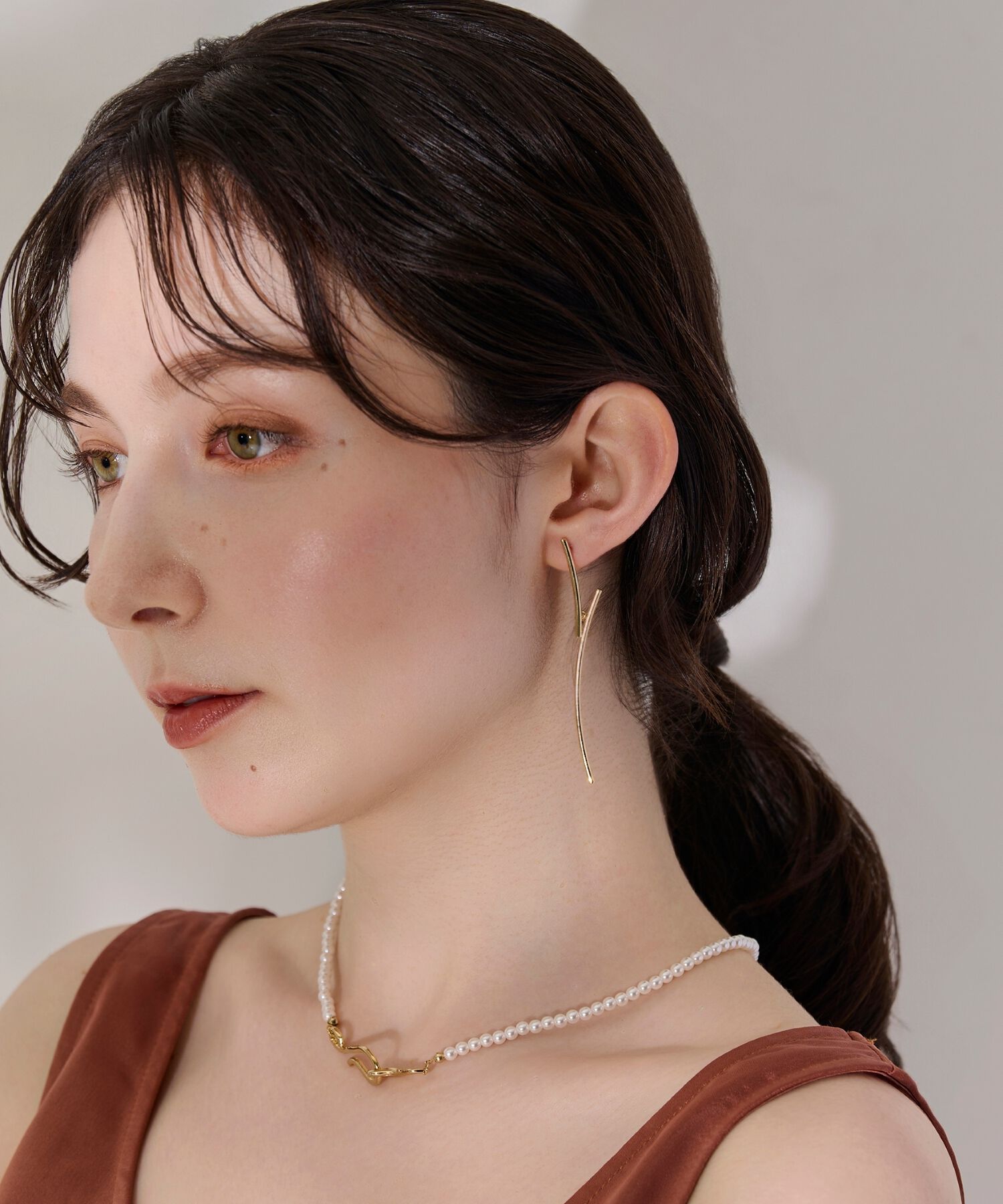 Phoebe「【金属アレルギー対応】フロウスティックピアス　ゴールド」|ピアス|
