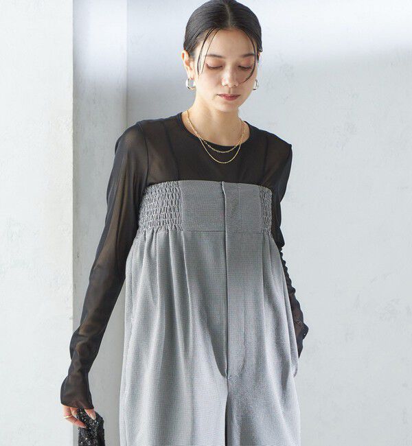 SHIPS for women「〈手洗い可能〉ストレッチ チュール ロング スリーブ TEE」|Tシャツ・カットソー|