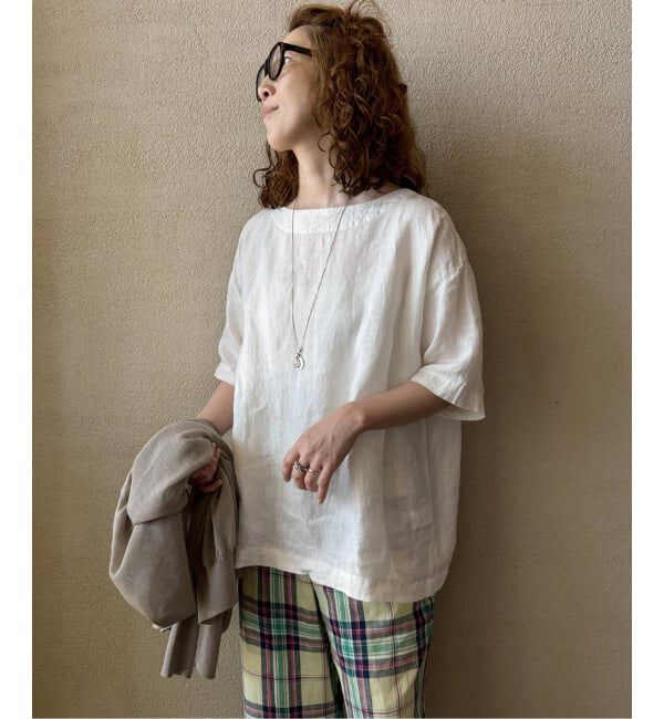 journal standard luxe「【ARMEN】LINEN PLAIN BOAT NECK S/SL PULL」|シャツ・ブラウス|