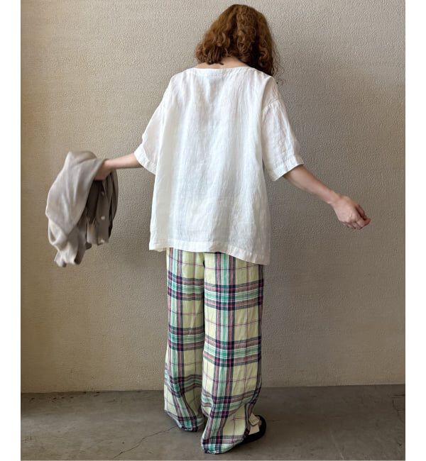 journal standard luxe「【ARMEN】LINEN PLAIN BOAT NECK S/SL PULL」|シャツ・ブラウス|