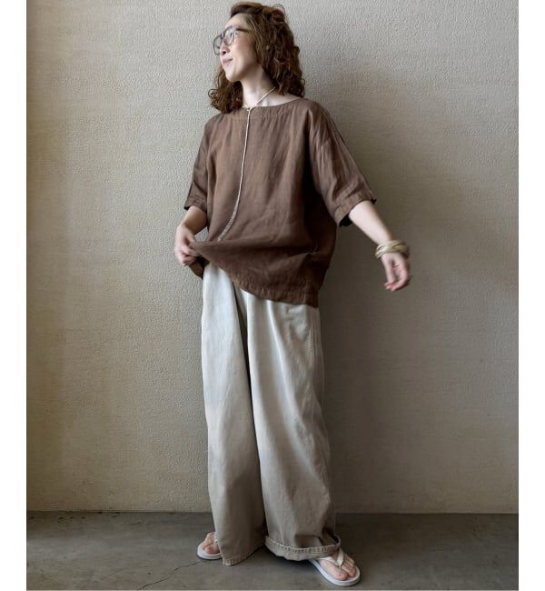 journal standard luxe「【ARMEN】LINEN PLAIN BOAT NECK S/SL PULL」|シャツ・ブラウス|