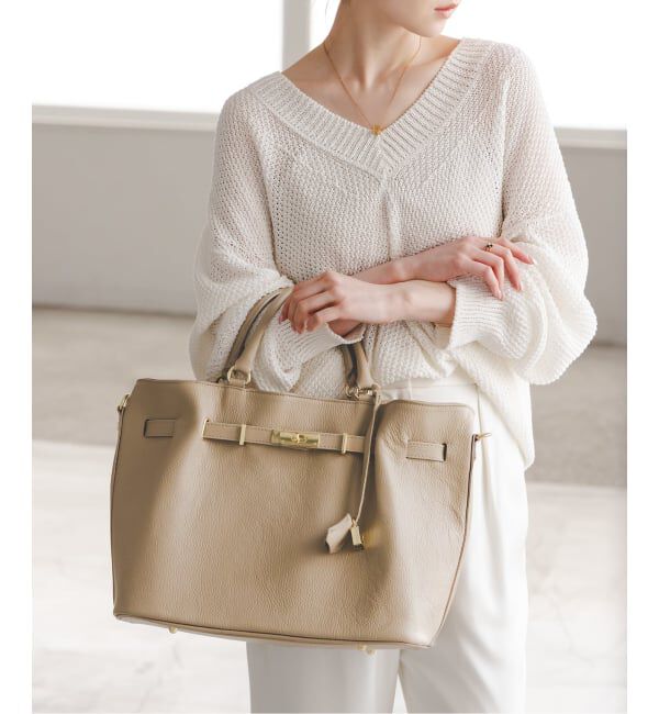 NOBLE「《WEB・なんば店限定追加》MILOS/ミロス 金具付きトート」|トートバッグ|ベージュ