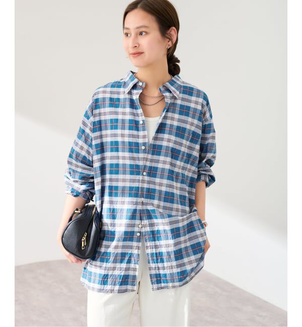 FRAMeWORK「INDIVIDUALIZED SHIRTS クラシックフィットビッグシャツ」|シャツ・ブラウス|ブルー