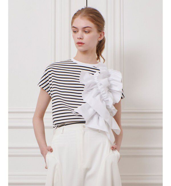 LOULOU WILLOUGHBY「【LOULOU WILLOUGHBY】ギャザーレイヤーＴシャツ」|Tシャツ・カットソー|