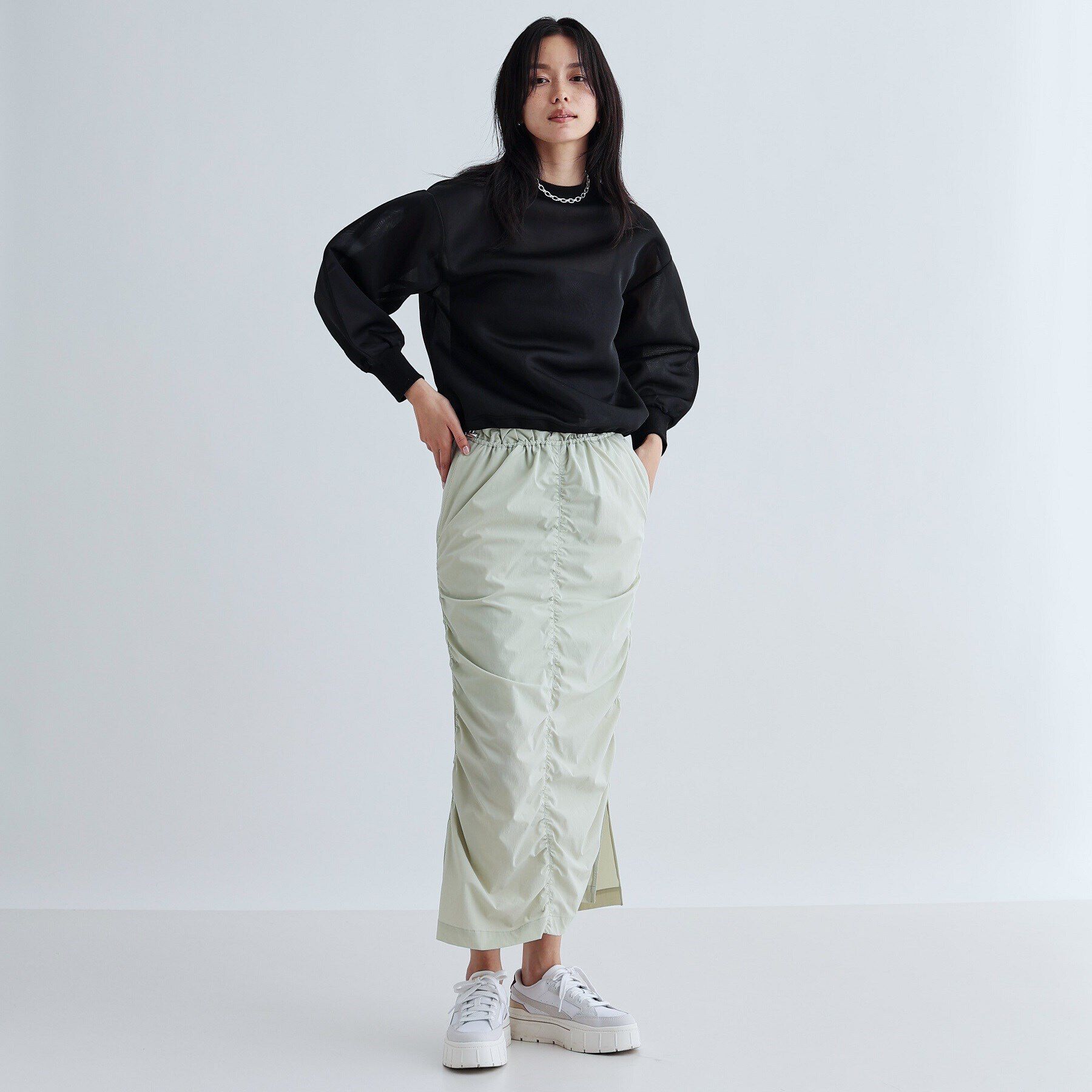 GALLEST「【セットアップ可能】シャーリングナイロンスカート」|スカート|