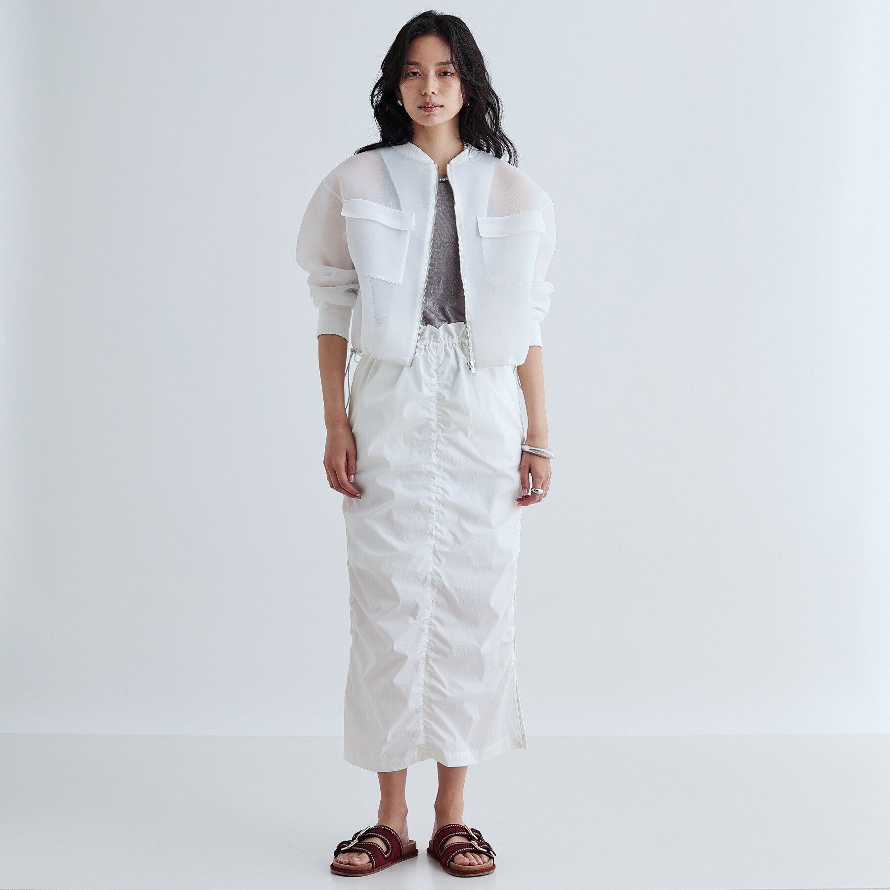 GALLEST「【セットアップ可能】シャーリングナイロンスカート」|スカート|