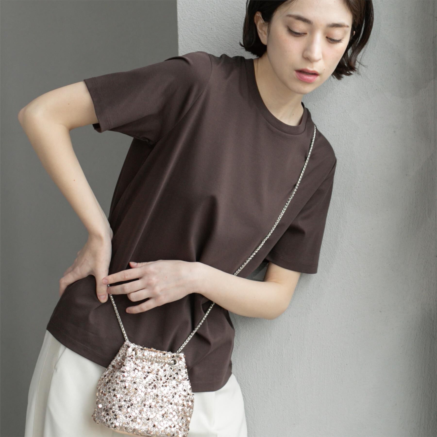 OPAQUE.CLIP「《5色展開／SS-LLサイズ》ベーシックTシャツ【UV／接触冷感／洗濯機洗い可】」|Tシャツ・カットソー|