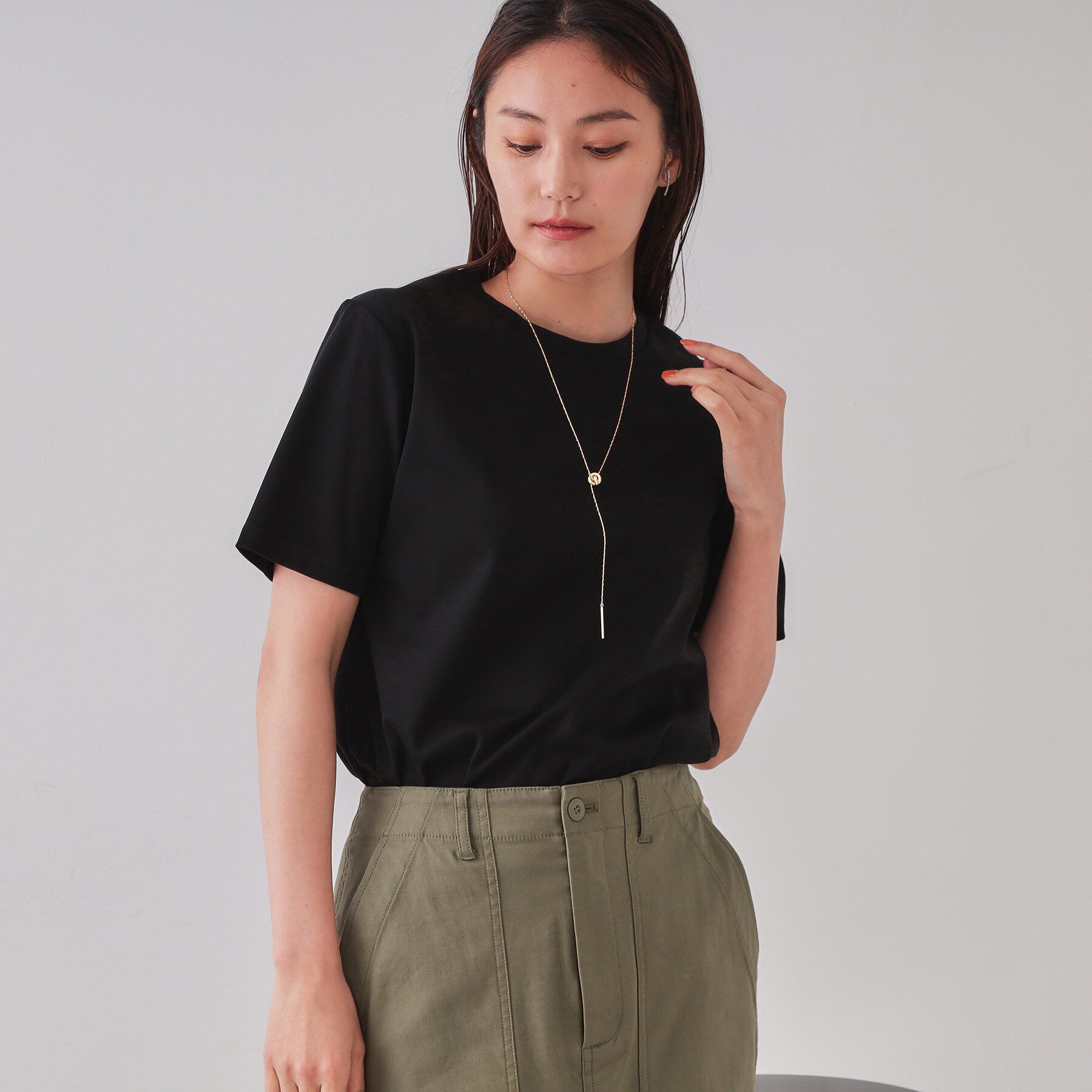 OPAQUE.CLIP「《5色展開／SS-LLサイズ》ベーシックTシャツ【UV／接触冷感／洗濯機洗い可】」|Tシャツ・カットソー|