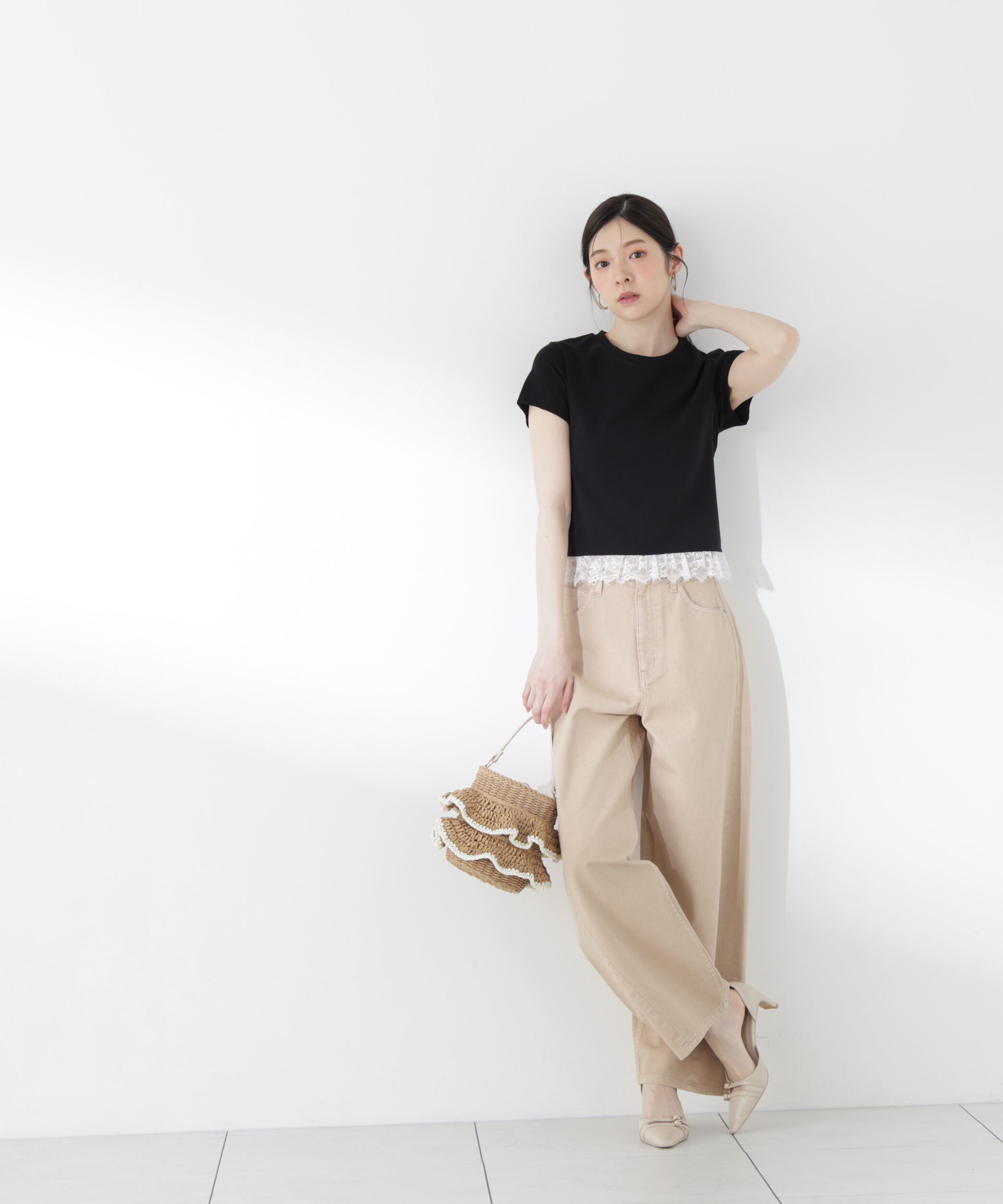 PROPORTION BODY DRESSING「〈a/mie〉レースヘムTシャツ」|Tシャツ・カットソー|