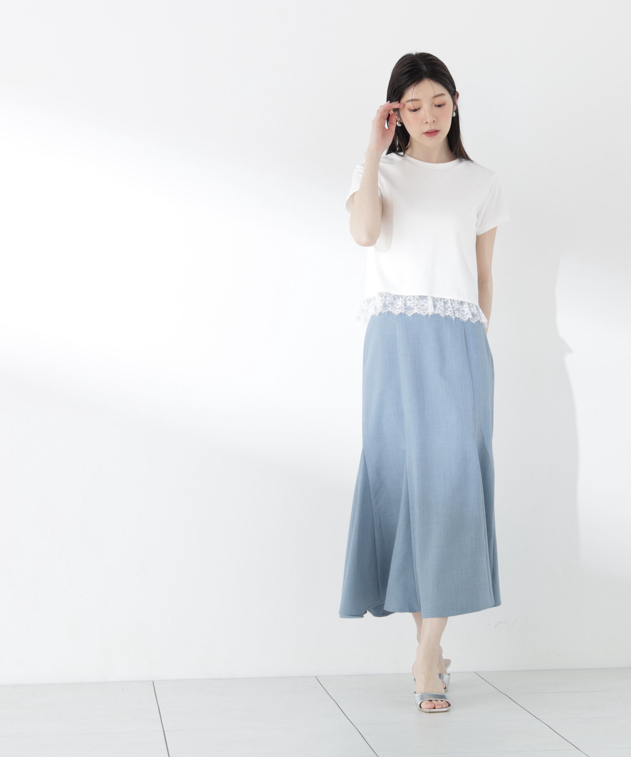 PROPORTION BODY DRESSING「〈a/mie〉レースヘムTシャツ」|Tシャツ・カットソー|