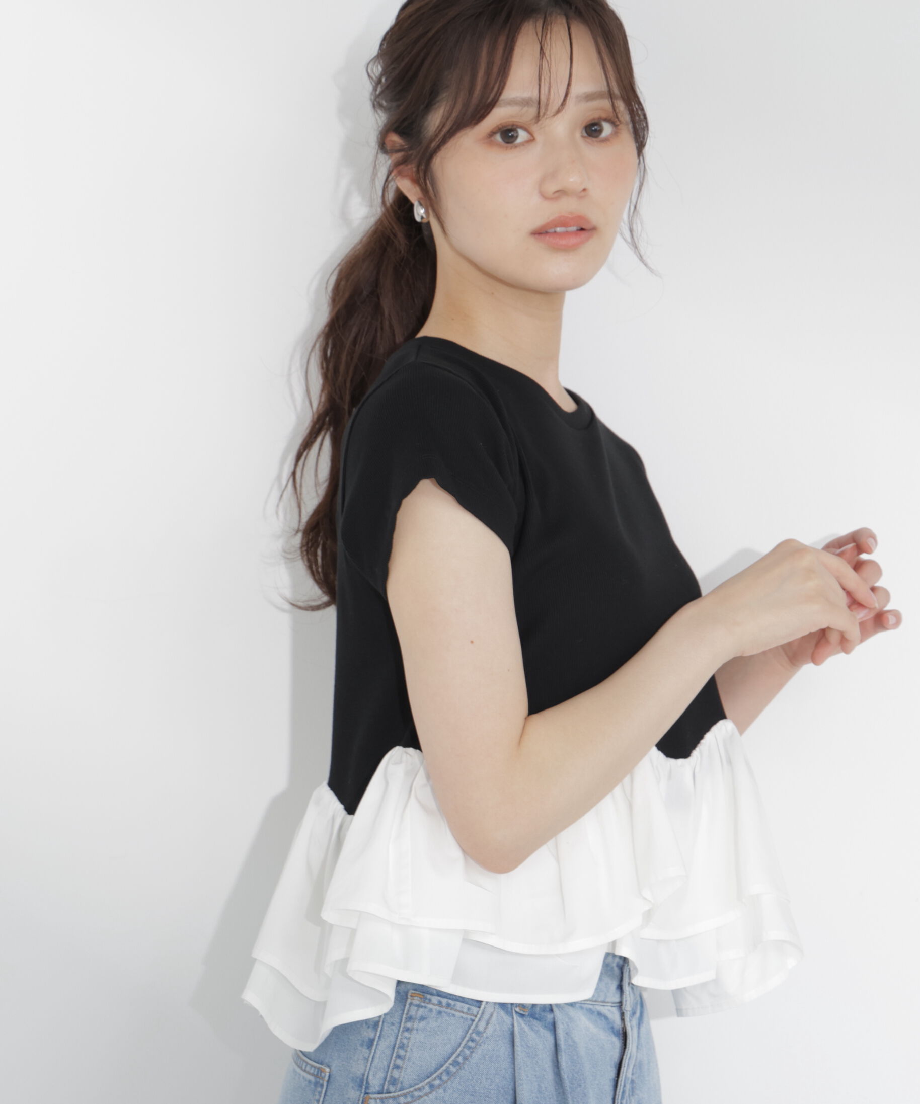 PROPORTION BODY DRESSING「〈a/mie〉ホイップフリルTシャツ」|Tシャツ・カットソー|