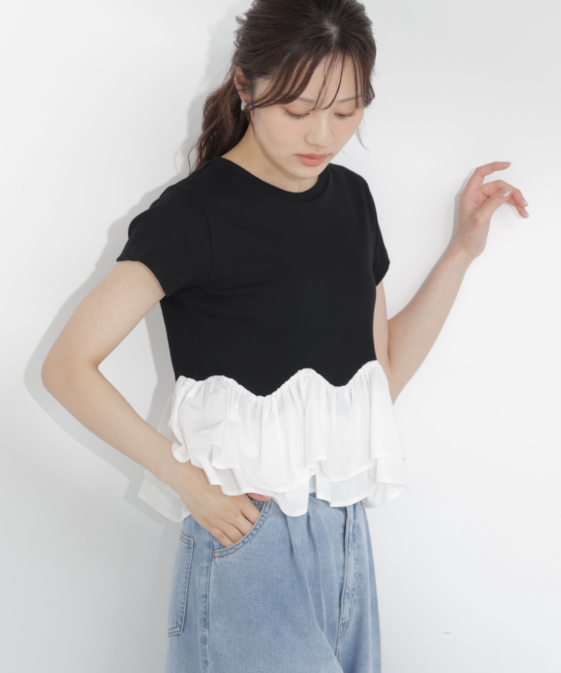 PROPORTION BODY DRESSING「〈a/mie〉ホイップフリルTシャツ」|Tシャツ・カットソー|