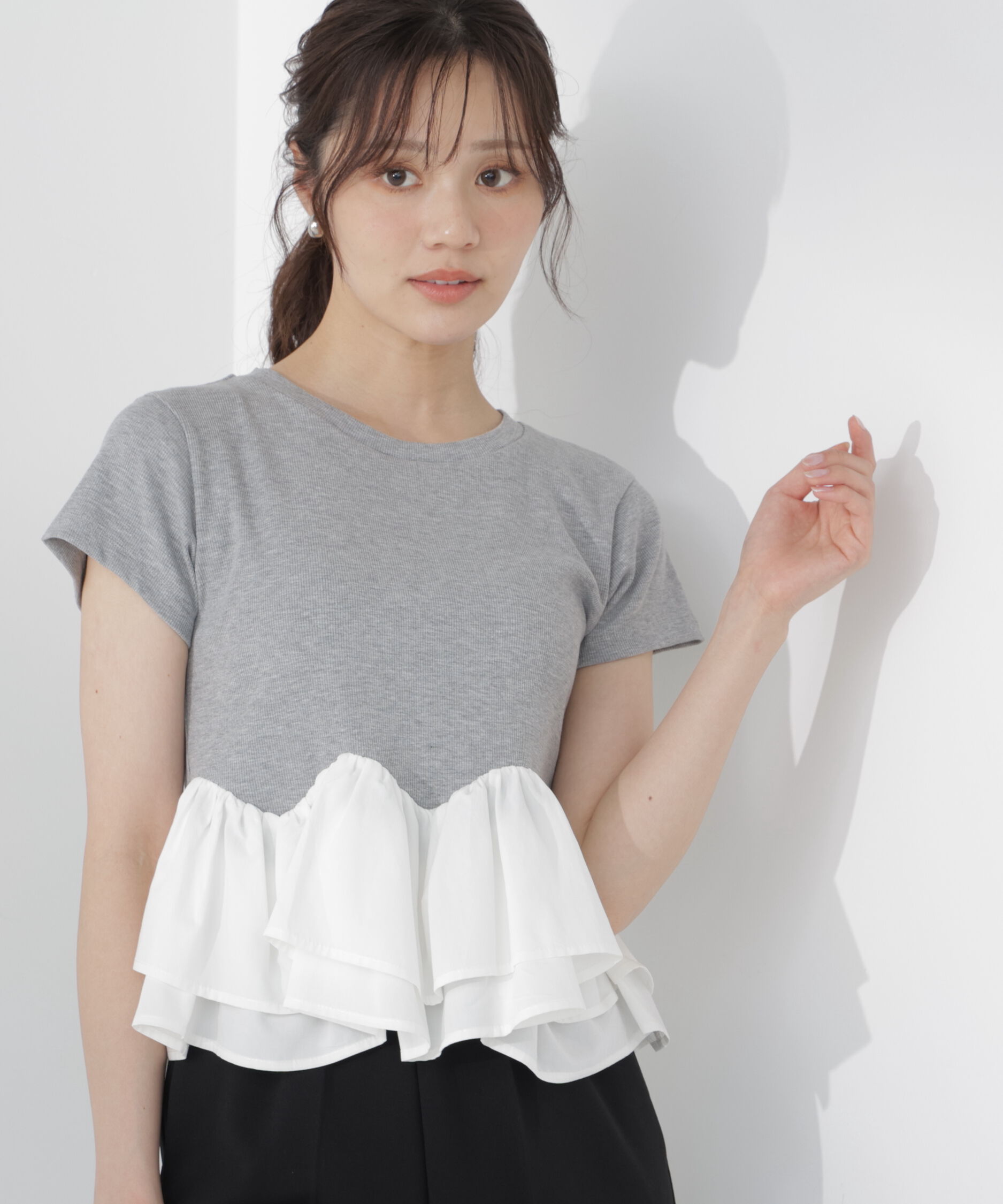 PROPORTION BODY DRESSING「〈a/mie〉ホイップフリルTシャツ」|Tシャツ・カットソー|