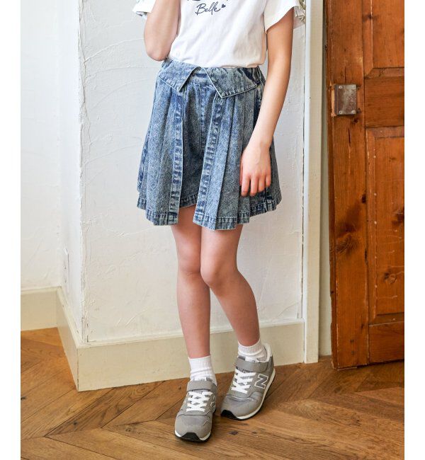ikka kids「ＷＡＳＨデニムＷラップキュロット」|スカート|