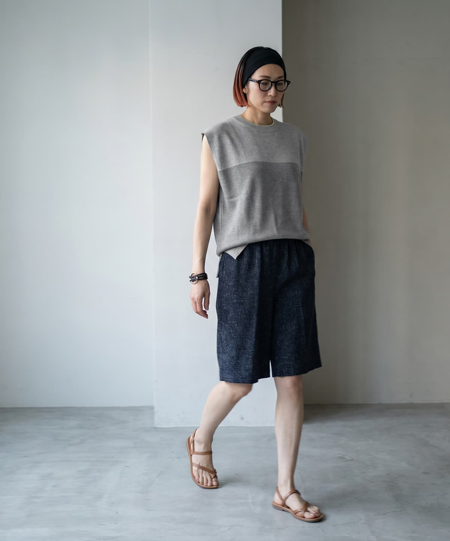 STYLE DELI「【BLK001】麻タッチフレンチスリーブプルオーバー」|タンクトップ|